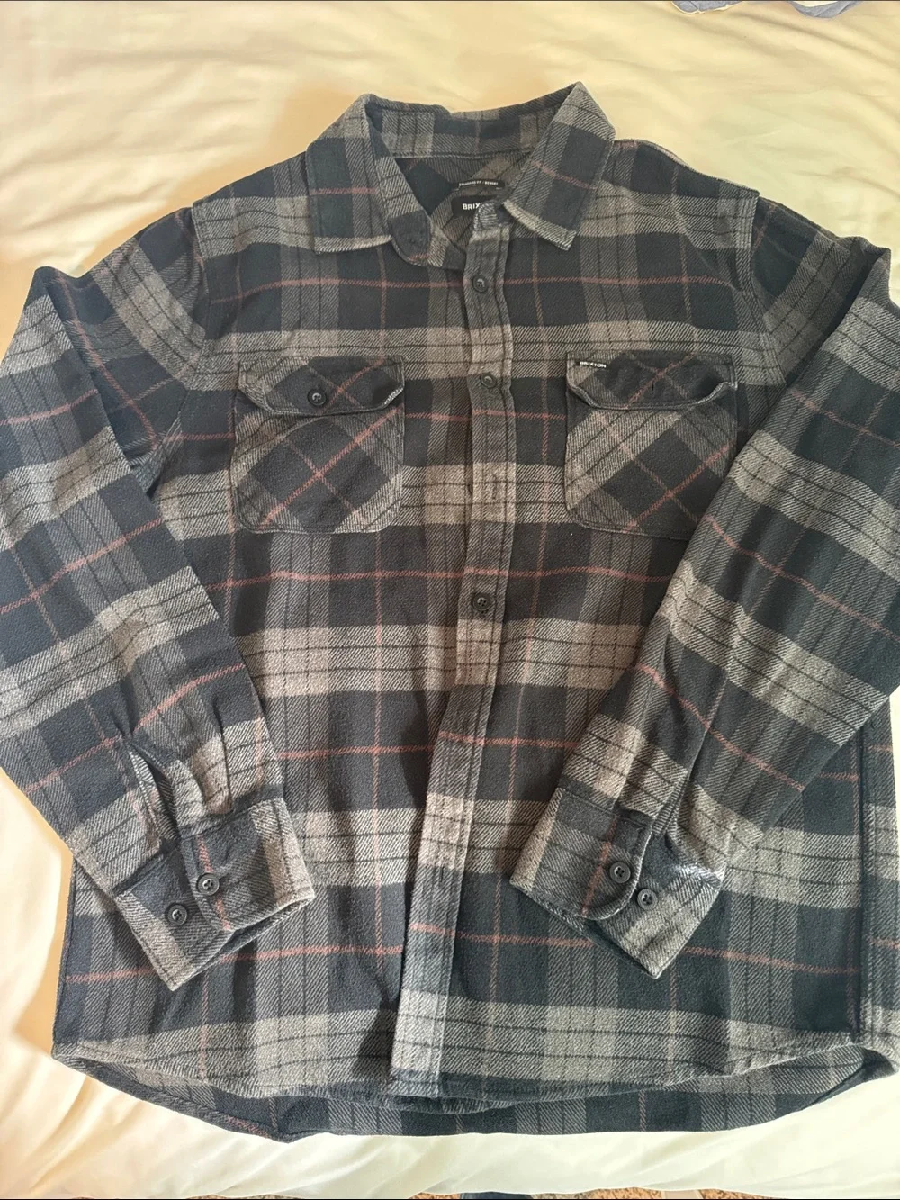Brixton Gray and Black Plaid Button-Down Shirt